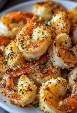 Air Fryer Garlic Parmesan Shrimp served on a plate with parsley garnish