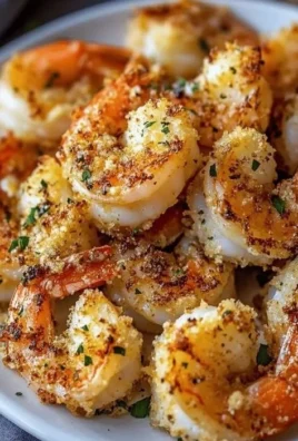 Plate of air fryer garlic parmesan shrimp garnished with parsley