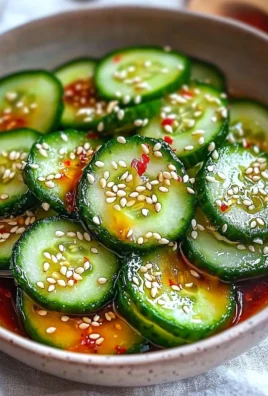 Fresh Asian cucumber salad with sesame dressing and vegetables