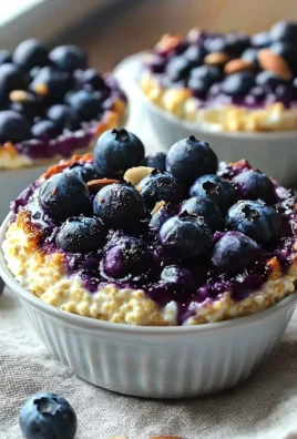 Baked blueberry cottage cheese bowls topped with fresh blueberries.