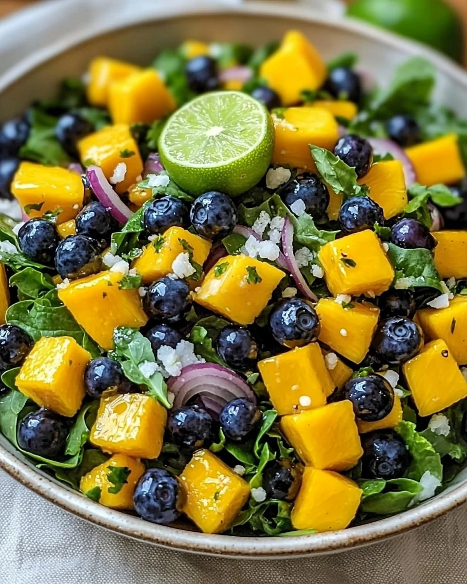 Vibrant Blueberry Mango Salad Twist with fresh fruits and greens