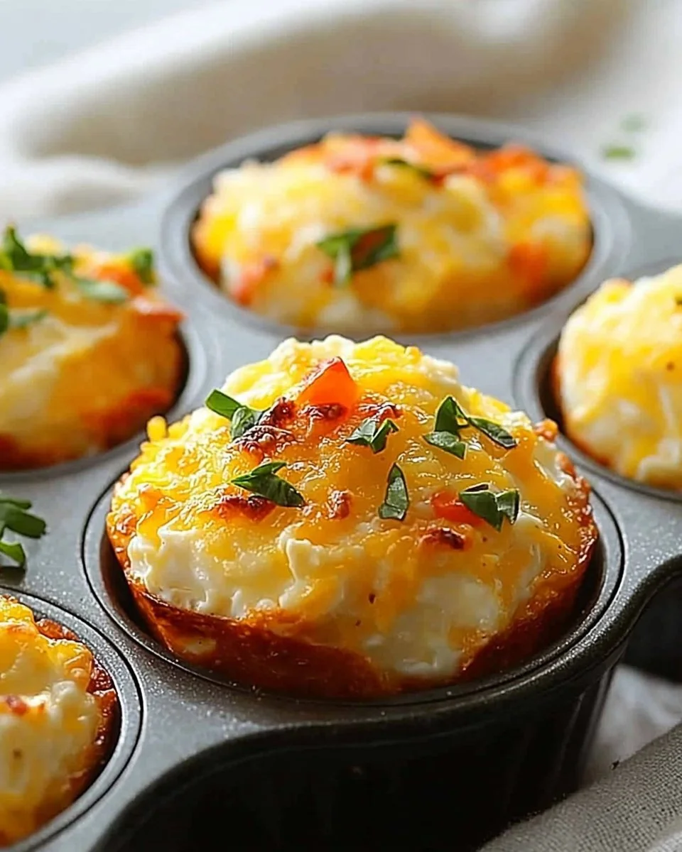 Cheesy muffin tin cottage cheese egg bites served as a healthy breakfast