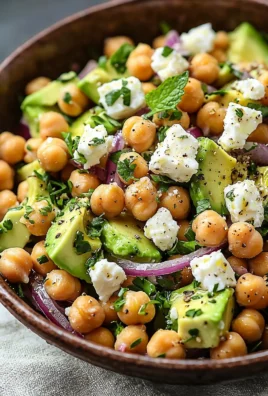 Chickpea Feta Avocado Salad with vibrant ingredients in a bowl.