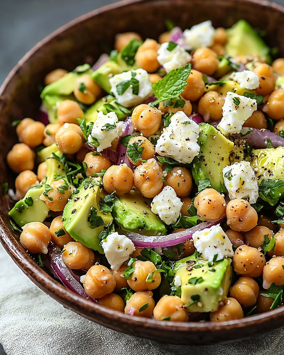 Chickpea Feta Avocado Salad