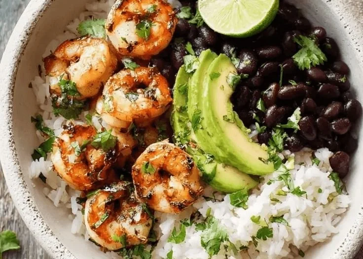 Cilantro Lime Shrimp Bowl featuring fresh shrimp and vibrant ingredients