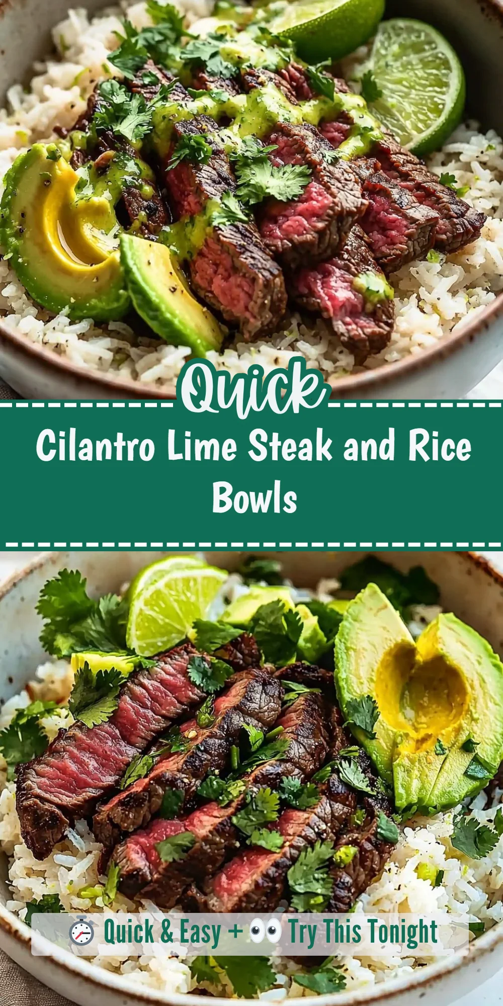 Cilantro Lime Steak and Rice Bowls