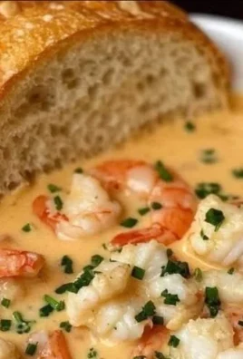 Delicious bowl of crab and shrimp seafood bisque garnished with herbs