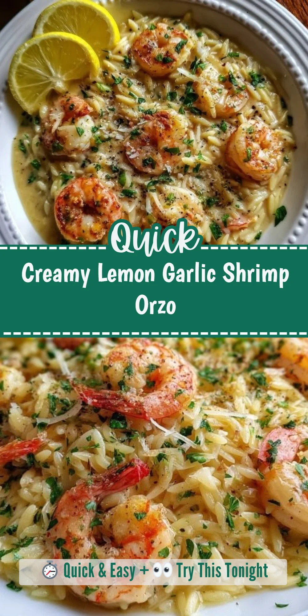 Creamy Lemon Garlic Shrimp Orzo