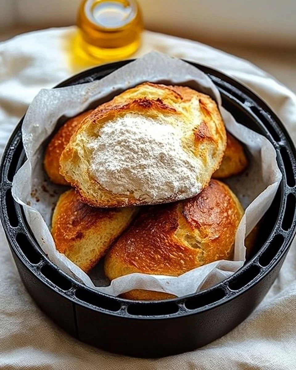 Crispy air fryer bread loaf cooling on a wire rack
