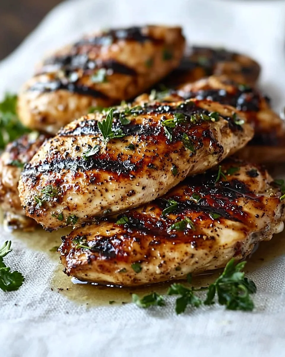 Delicious easy grilled chicken on the BBQ grill with herbs and spices