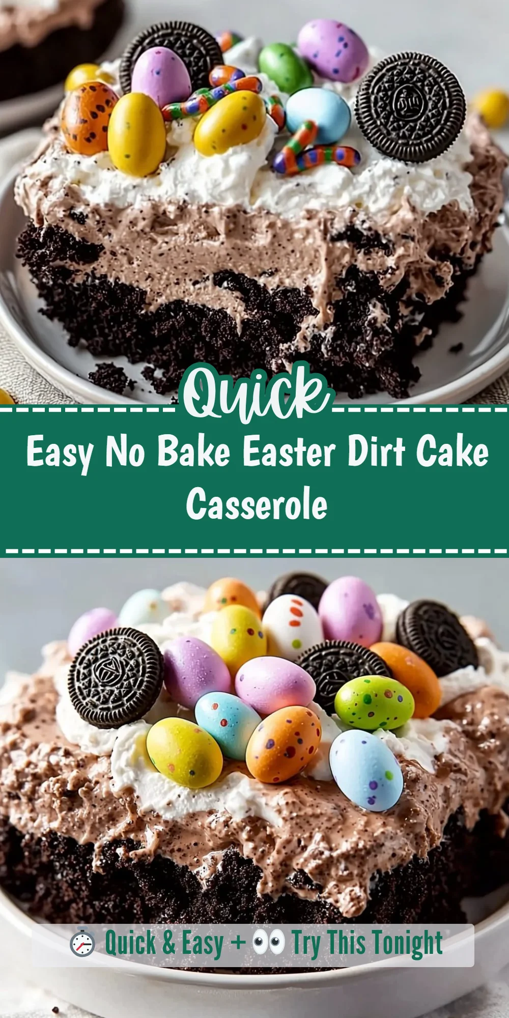 Easy No Bake Easter Dirt Cake Casserole