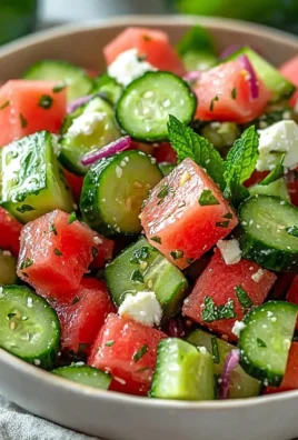 A vibrant bowl of easy watermelon cucumber salad with fresh ingredients.