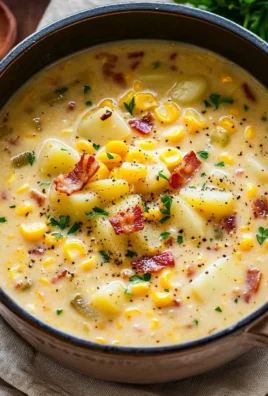 Bowl of creamy fresh corn chowder topped with herbs and served with a slice of bread