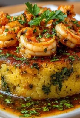Delicious Garlic Shrimp Mofongo topped with fresh shrimp and garlic sauce