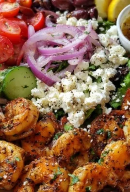 Greek Shrimp Mediterranean Bowl with fresh ingredients and vibrant flavors.