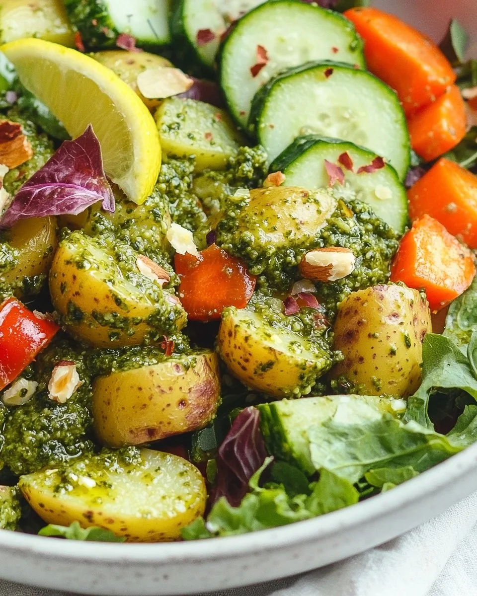 Green Goddess Detox Salad with fresh vegetables and herbs for a healthy meal.