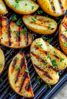 Delicious grilled potatoes served on a plate at a summer barbecue