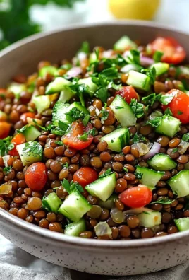 Healthy Lebanese Lentil Salad with colorful vegetables and a zesty dressing