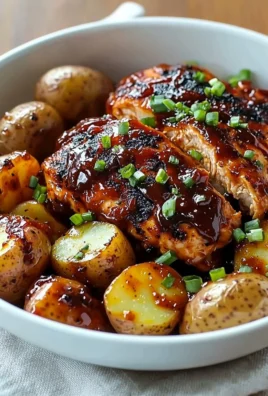 Honey BBQ chicken potatoes dish garnished and ready to serve