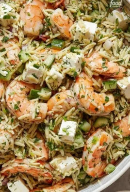 A vibrant plate of Ina's roasted shrimp and orzo, showcasing juicy shrimp and flavorful pasta.