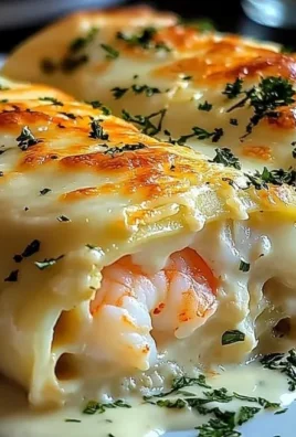 Delicious Shrimp Crab Alfredo Lasagna Roll-Ups ready to serve