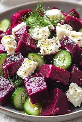 Irresistible Beet Feta Salad with Cucumber and Dill in a bowl