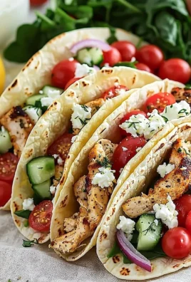 Delicious Mediterranean Chicken Tacos featuring fresh ingredients and spices.
