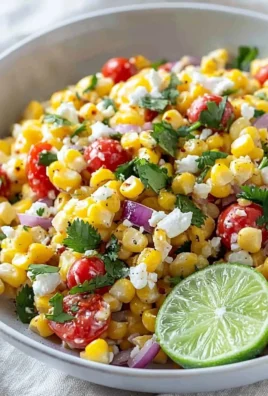 A vibrant Mexican street corn salad topped with cilantro, cheese, and lime.