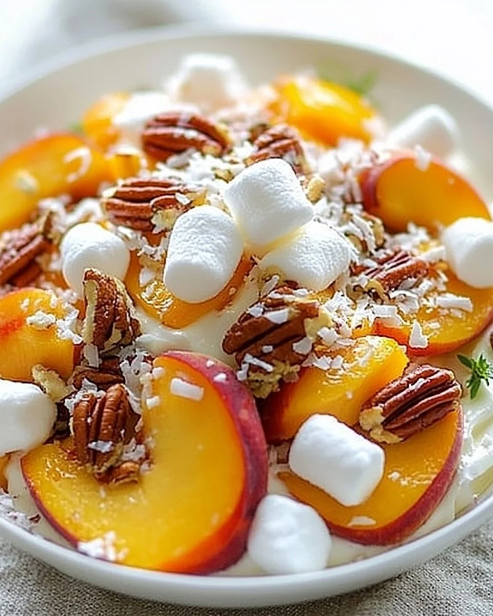 Delicious Millionaire Peach Salad with fresh ingredients and vibrant colors