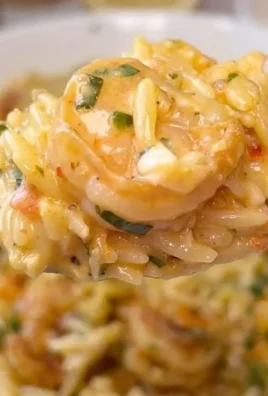 One-pan creamy lemon orzo with shrimp dish served in a bowl