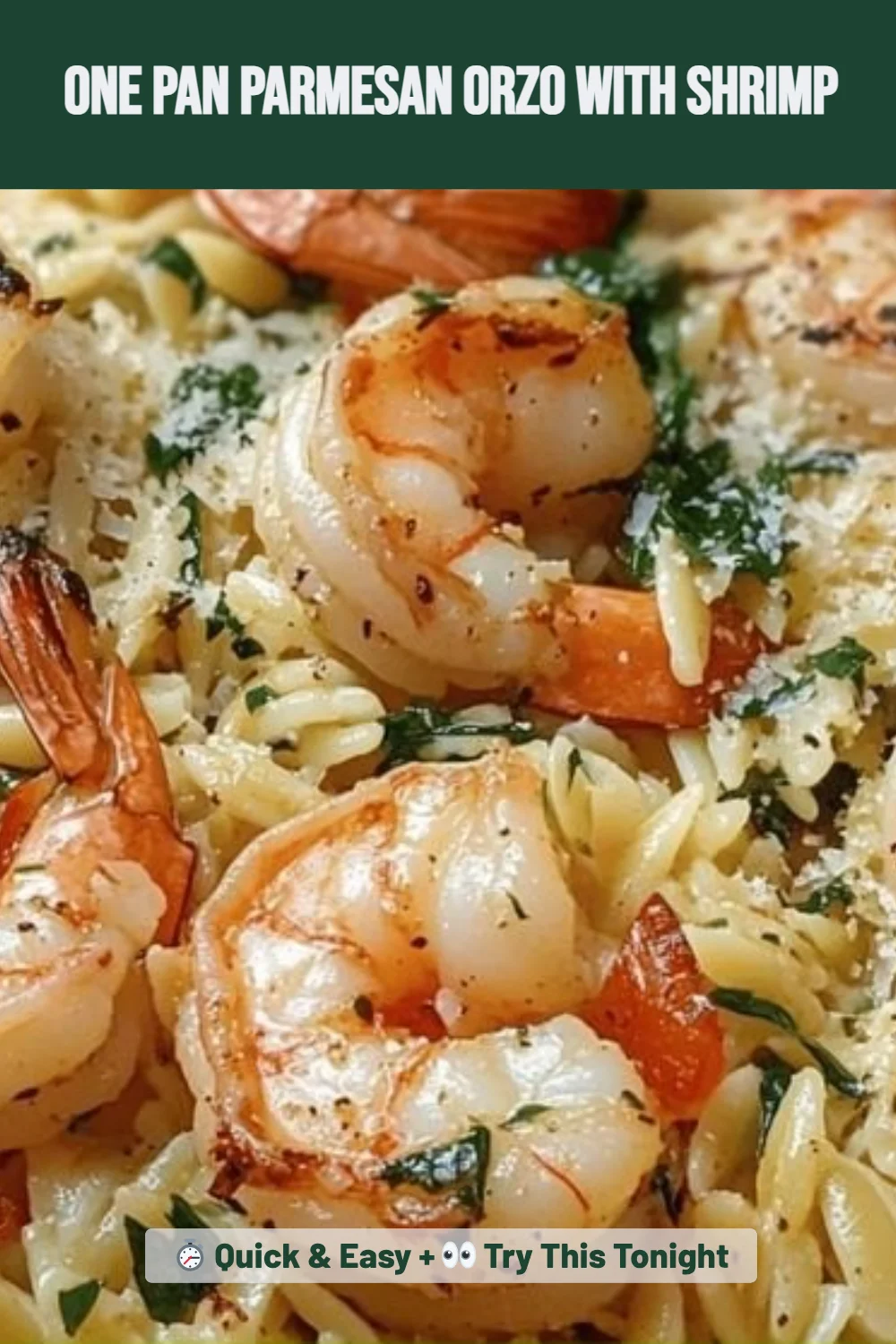 One Pan Parmesan Orzo with Shrimp
