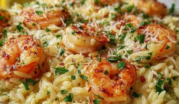 One Pan Parmesan Orzo with Shrimp