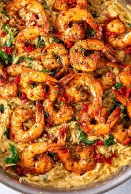 One Pot Marry Me Shrimp and Orzo Pasta dish with fresh ingredients