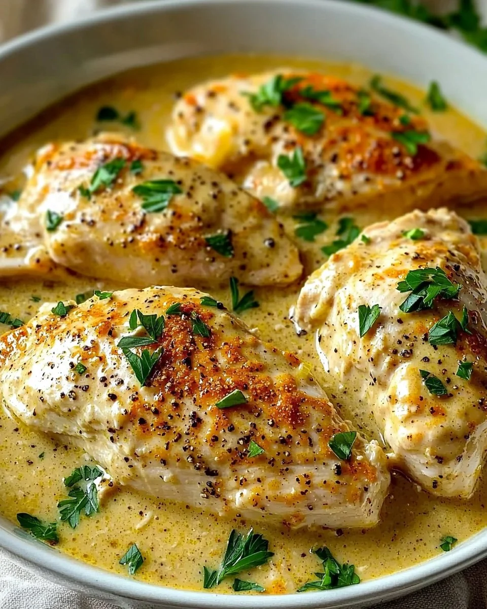 Ranch Chicken cooked in a Crock Pot, garnished and ready to serve.