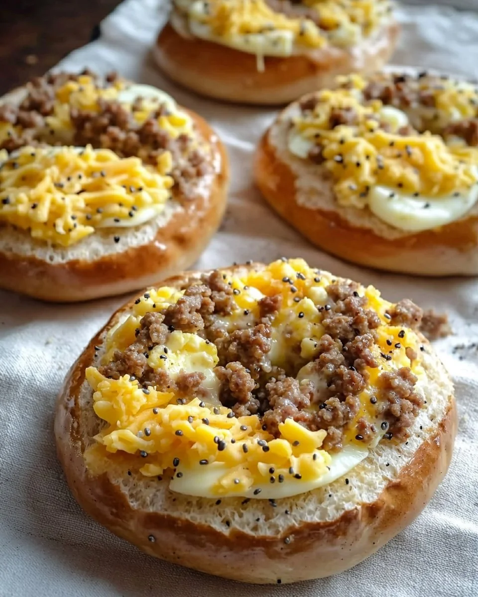 Sausage, Egg and Cheese Breakfast Bagels