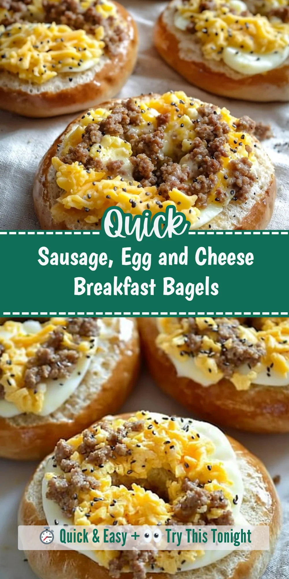 Sausage, Egg and Cheese Breakfast Bagels
