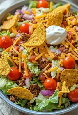 Simple Doritos Taco Salad with colorful ingredients and Doritos