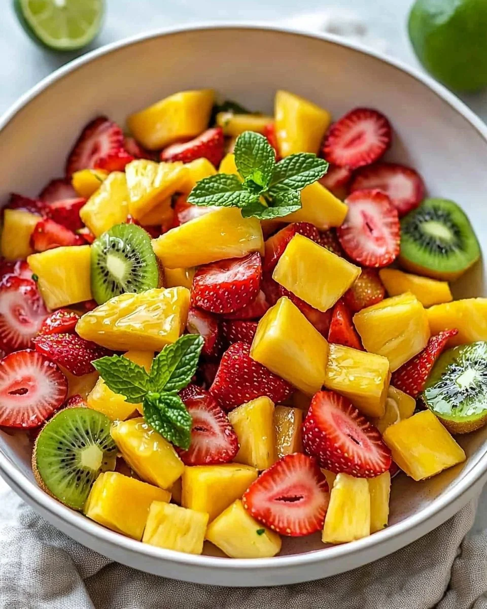 Tropical Fruit Salad with Honey-Lime Dressing