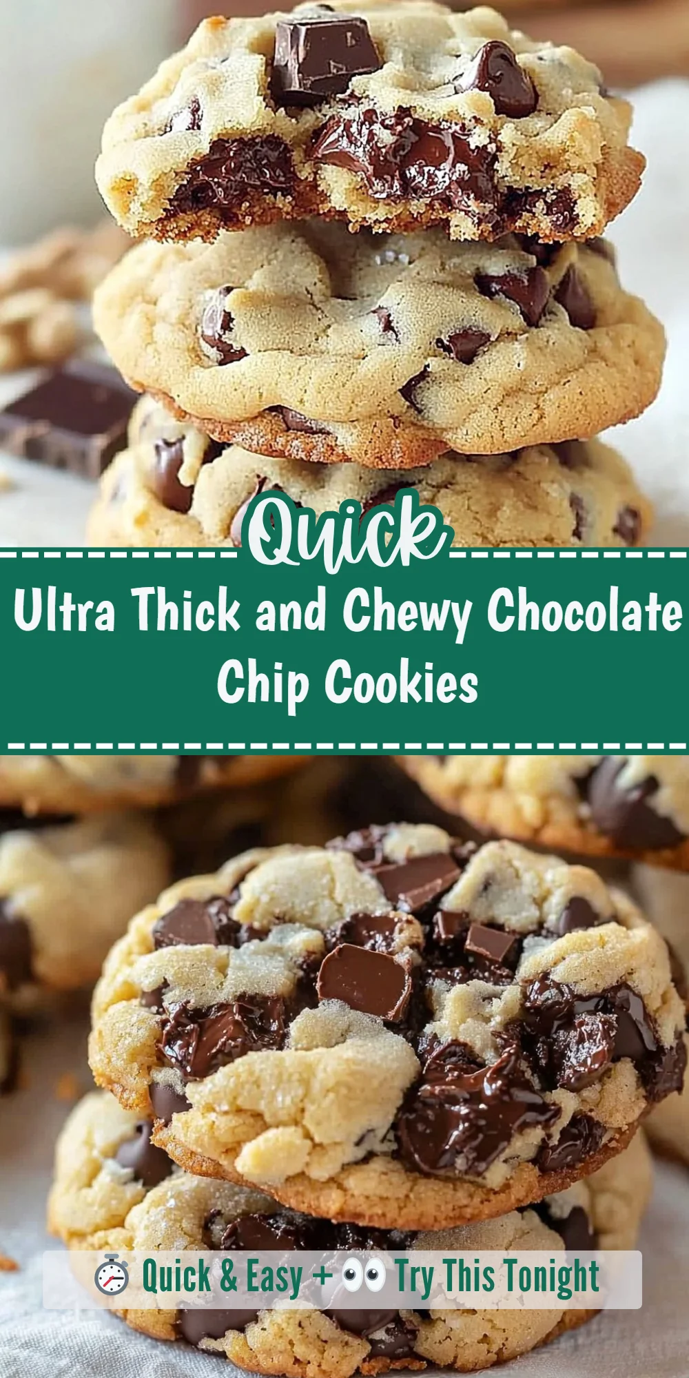 Ultra Thick and Chewy Chocolate Chip Cookies