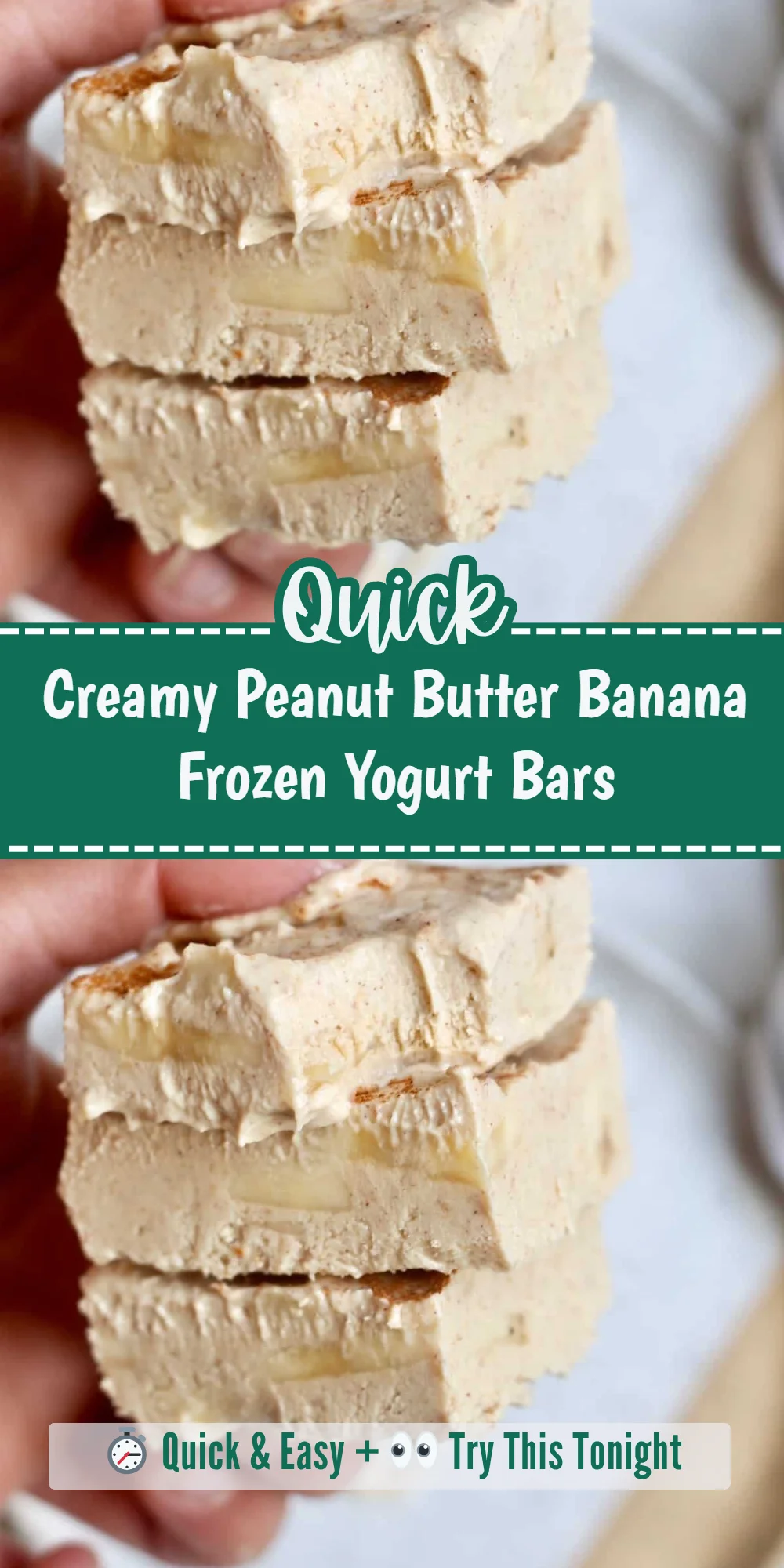 Creamy Peanut Butter Banana Frozen Yogurt Bars