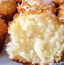 Deliciously light Portuguese Coconut Cakes topped with shredded coconut.