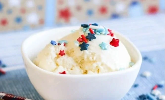 A bag of homemade ice cream with ingredients for an easy recipe