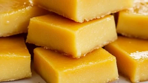 Mango Sticky Butter Mochi dessert featuring a rich, chewy texture and tropical flavor.