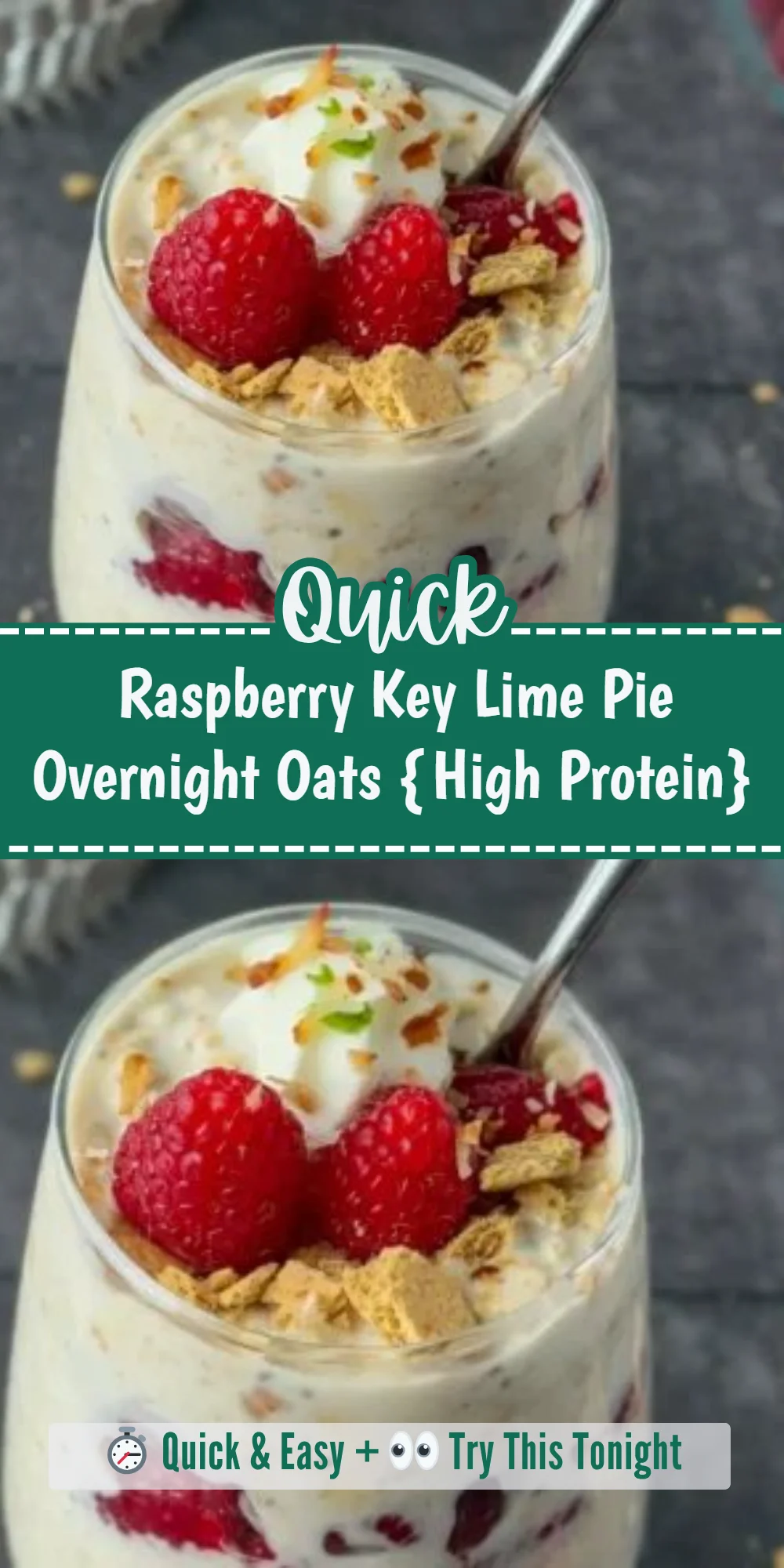 Raspberry Key Lime Pie Overnight Oats {High Protein}
