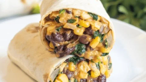 15 Minute Black Bean and Spinach Burritos