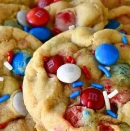 Colorful 4th of July cookies decorated with stars and stripes