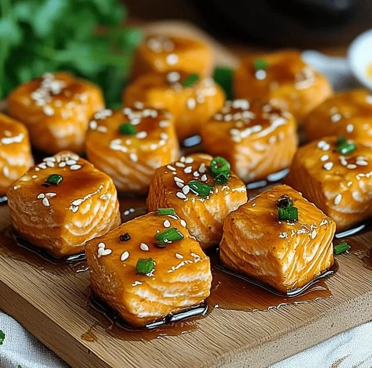 Air Fryer Honey Garlic Salmon Bites