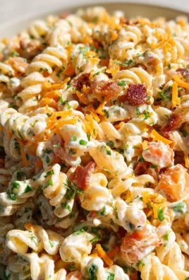 Bacon Ranch Pasta Salad with creamy dressing and fresh ingredients