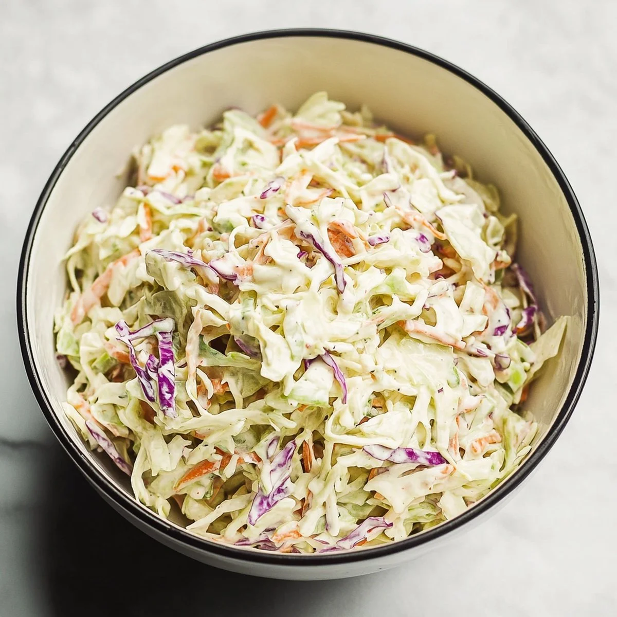 Delicious homemade coleslaw in a bowl