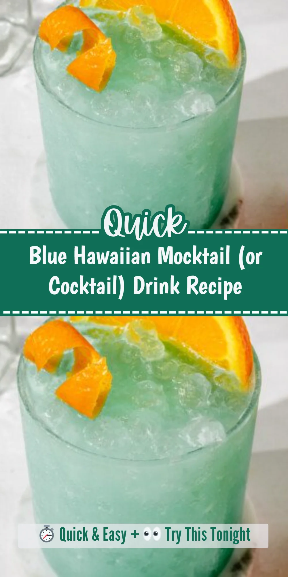 Blue Hawaiian Mocktail (or Cocktail) Drink Recipe